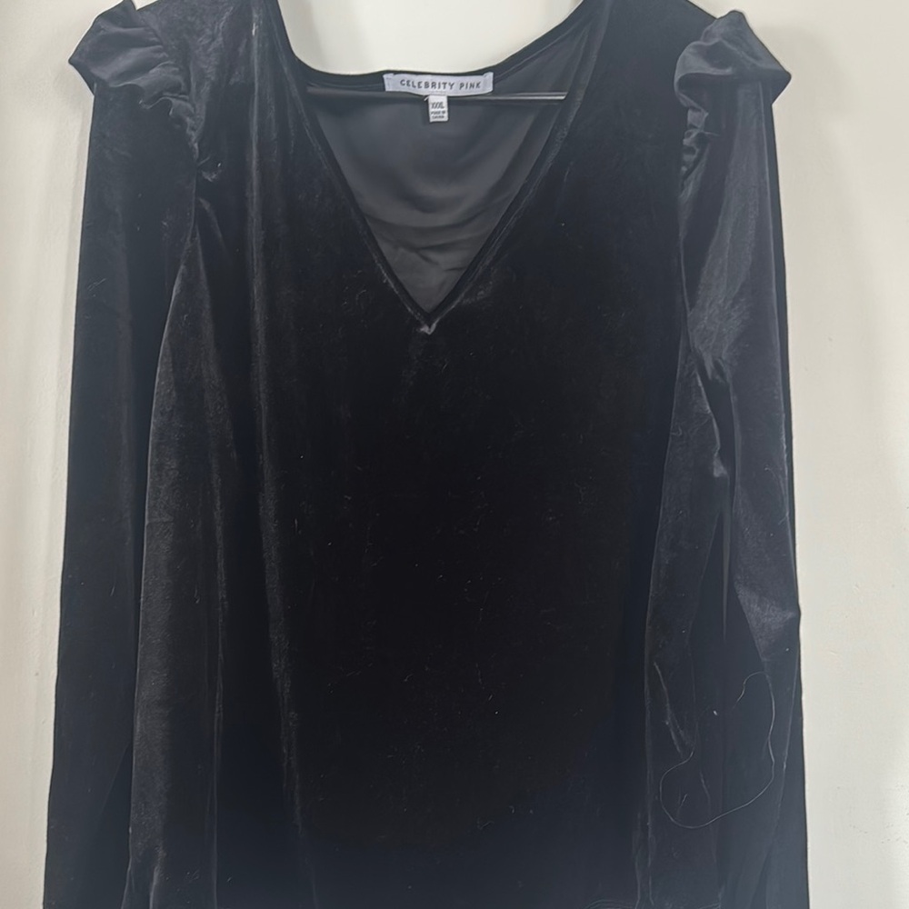 Black Velvet Long Sleeve Top